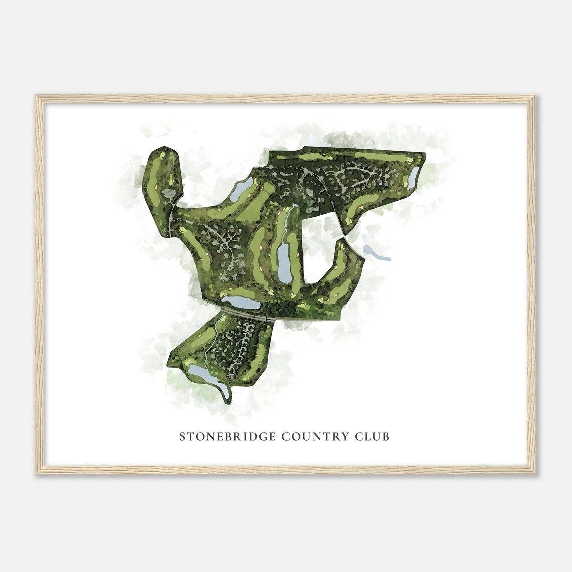 Stonebridge Country Club Illinois Aerial Watercolor Map Poster - Image 2
