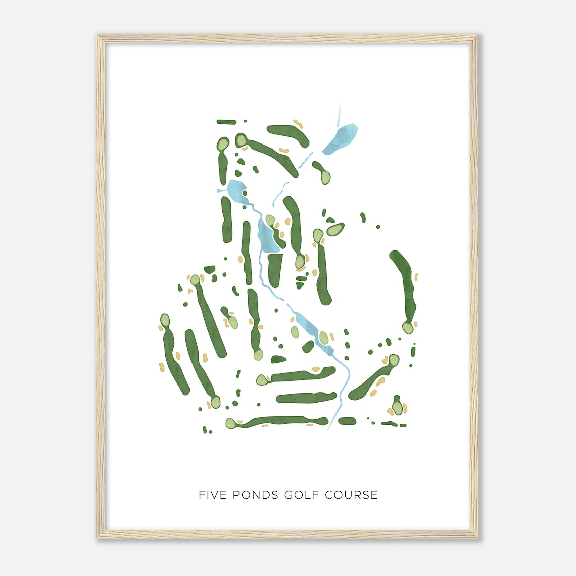 Five Ponds Golf Course Pennsylvania Modern Watercolor Map Golfer Gift Golf Wall Art Golf Poster Print Course Layout
