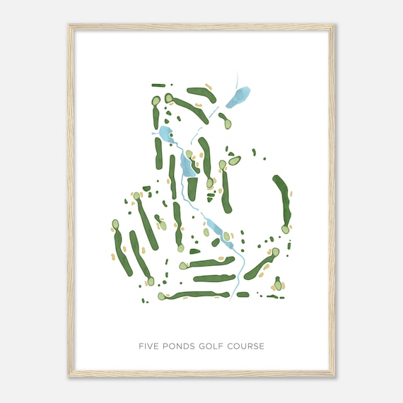 Five Ponds Golf Course Pennsylvania Modern Watercolor Map Golfer Gift Golf Wall Art Golf Poster Print Course Layout