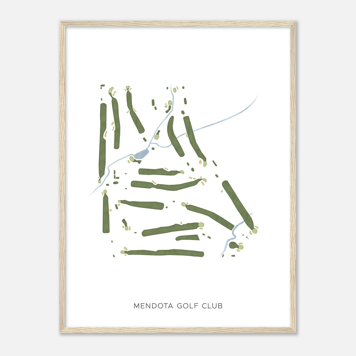 Mendota Golf Club Modern Watercolor Golf Course Map Art Poster - Image 2