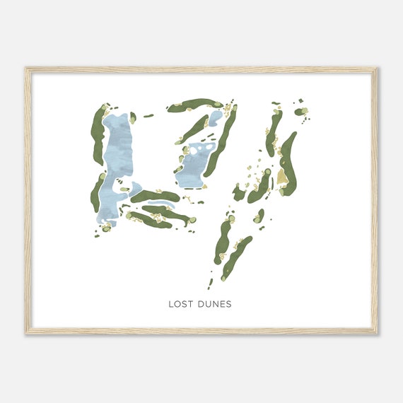 Lost Dunes Michigan Modern Watercolor Map Golfer Gift Golf Wall Art Golf Poster Print Course Layout