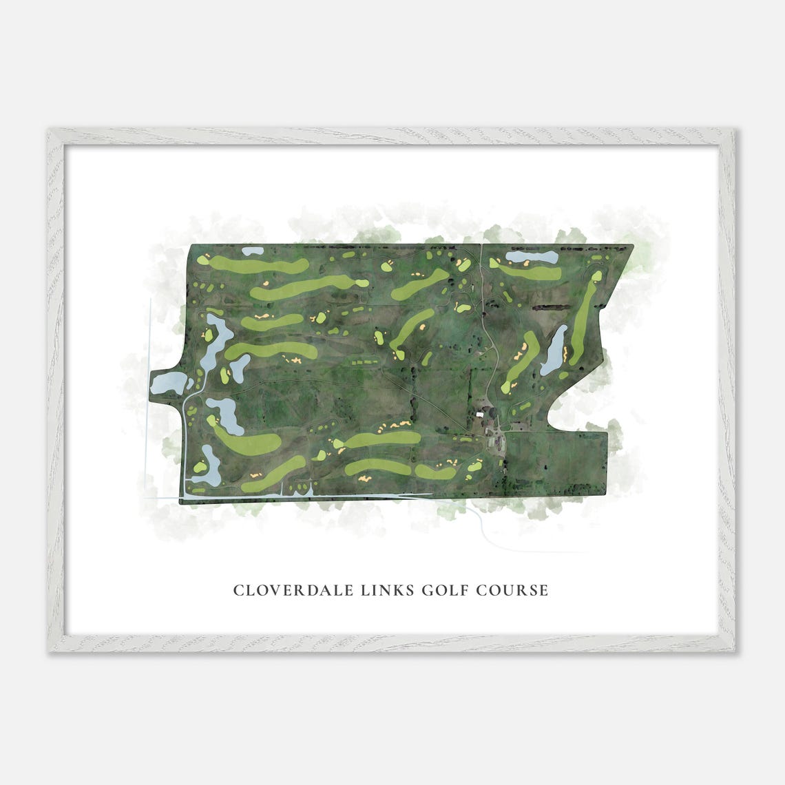 Cloverdale Links Golf Course Canada Classic Watercolor Map Poster - Image 3