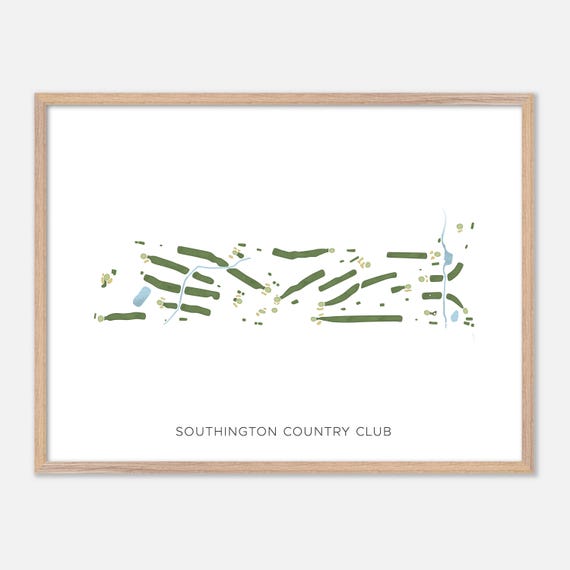 Southington Country Club In Plantsville Connecticut Modern Watercolor Map Golfer Gift Golf Wall Art Golf Poster Print Course Layout