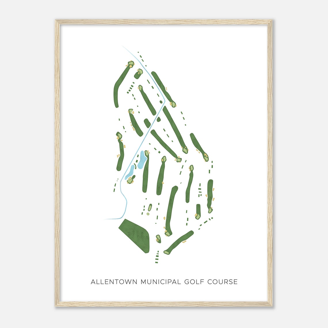 Allentown Municipal Golf Course Modern Watercolor Map Poster - Image 2