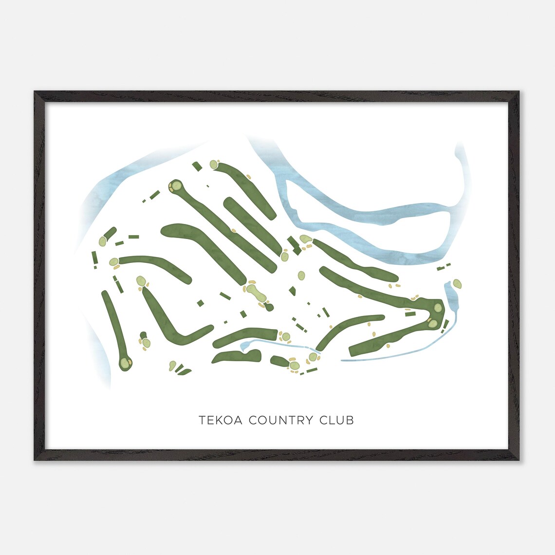 Tekoa Country Club Modern Minimalist Watercolor Golf Map Poster - Image 5