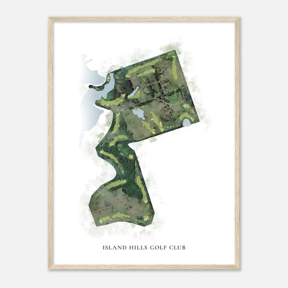 Island Hills Golf Club Michigan Classic Watercolor Map Golfer Gift Golf Wall Art Golf Poster Print Course Layout