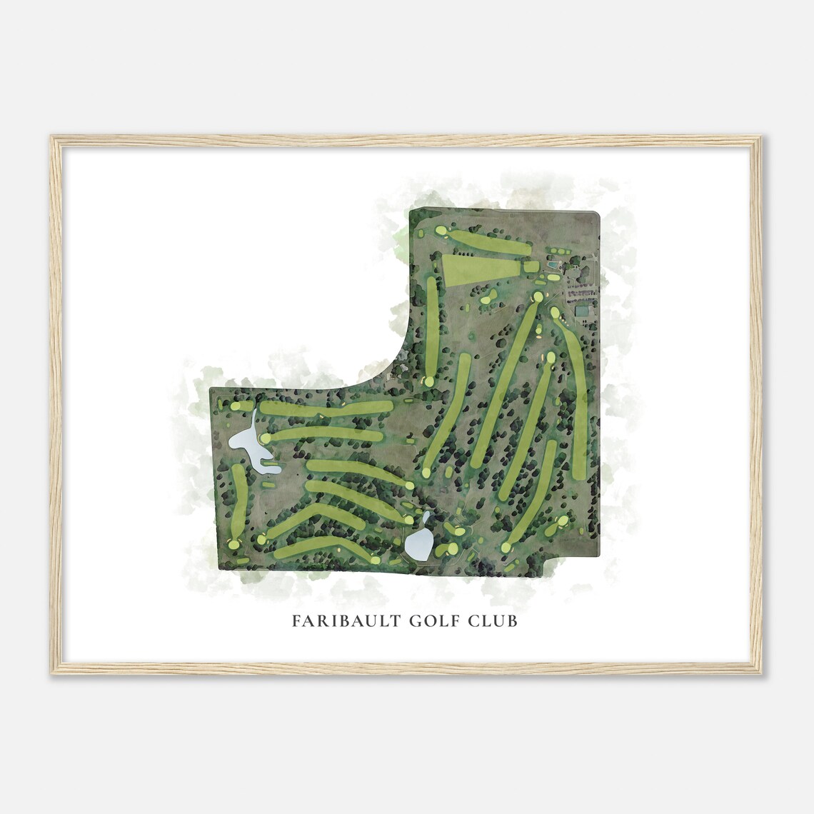 Faribault Golf Club Classic Watercolor Aerial Map Gift Poster - Image 2