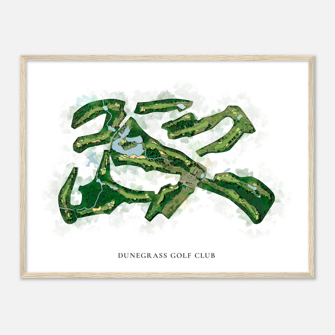 Dunegrass Golf Club Maine Classic Watercolor Golf Course Map Poster