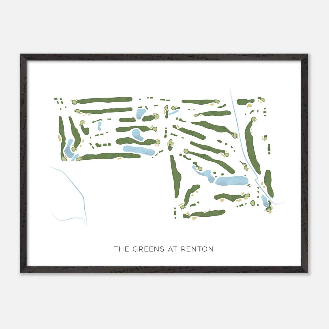 The Greens At Renton Modern Minimalist Watercolor Golf Map Poster - Image 4