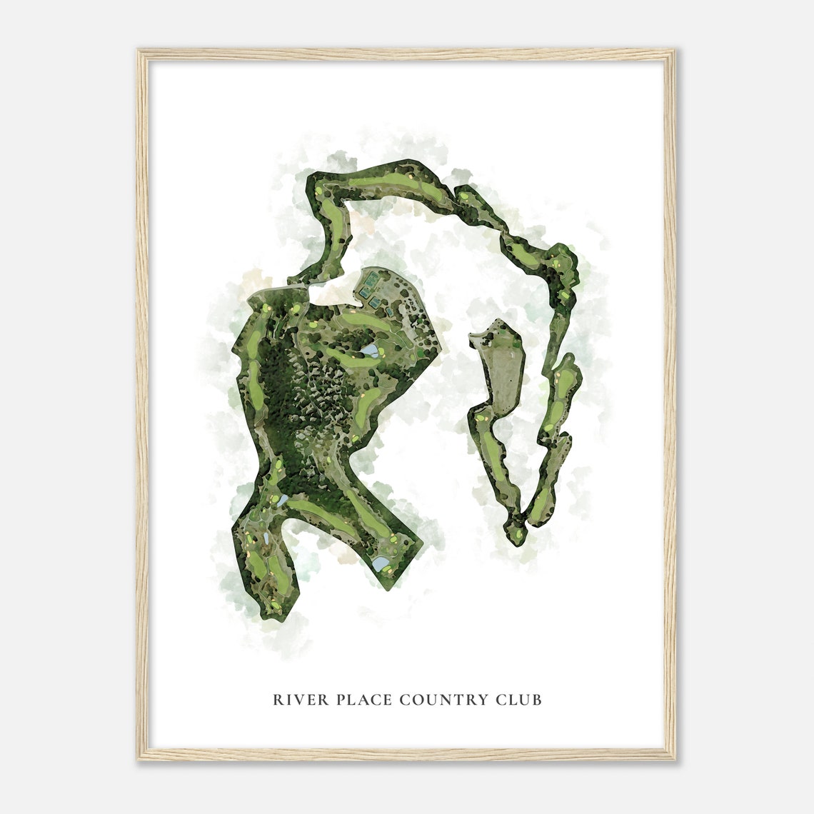 River Place Country Club Texas Classic Watercolor Golf Map Poster - Image 2