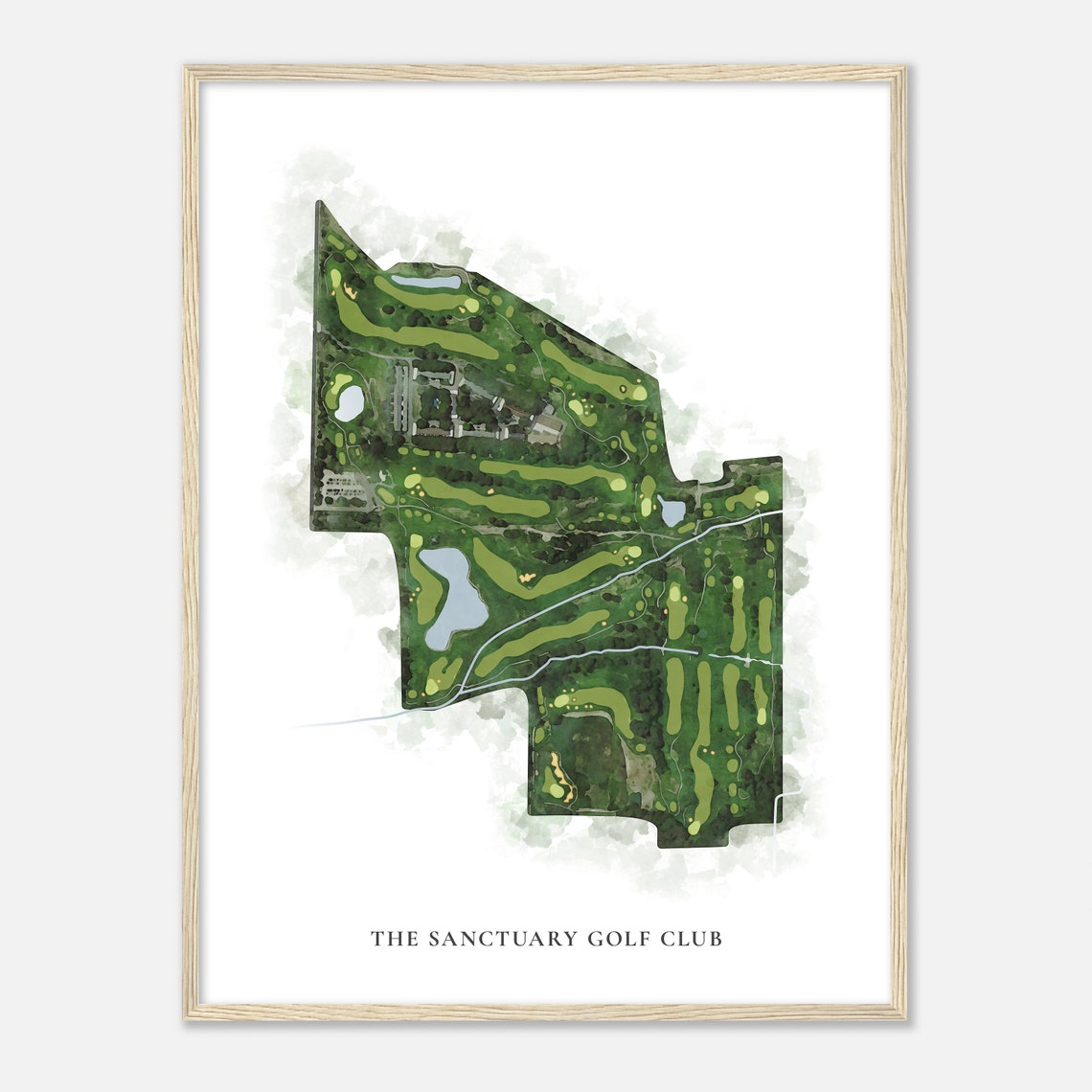The Sanctuary Golf Club Classic Watercolor Fairway Map Poster