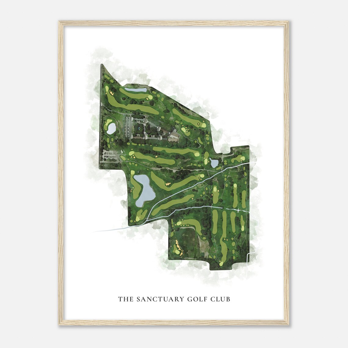 The Sanctuary Golf Club Ohio Classic Watercolor Map Golfer Gift Golf Wall Art Golf Poster Print Course Layout