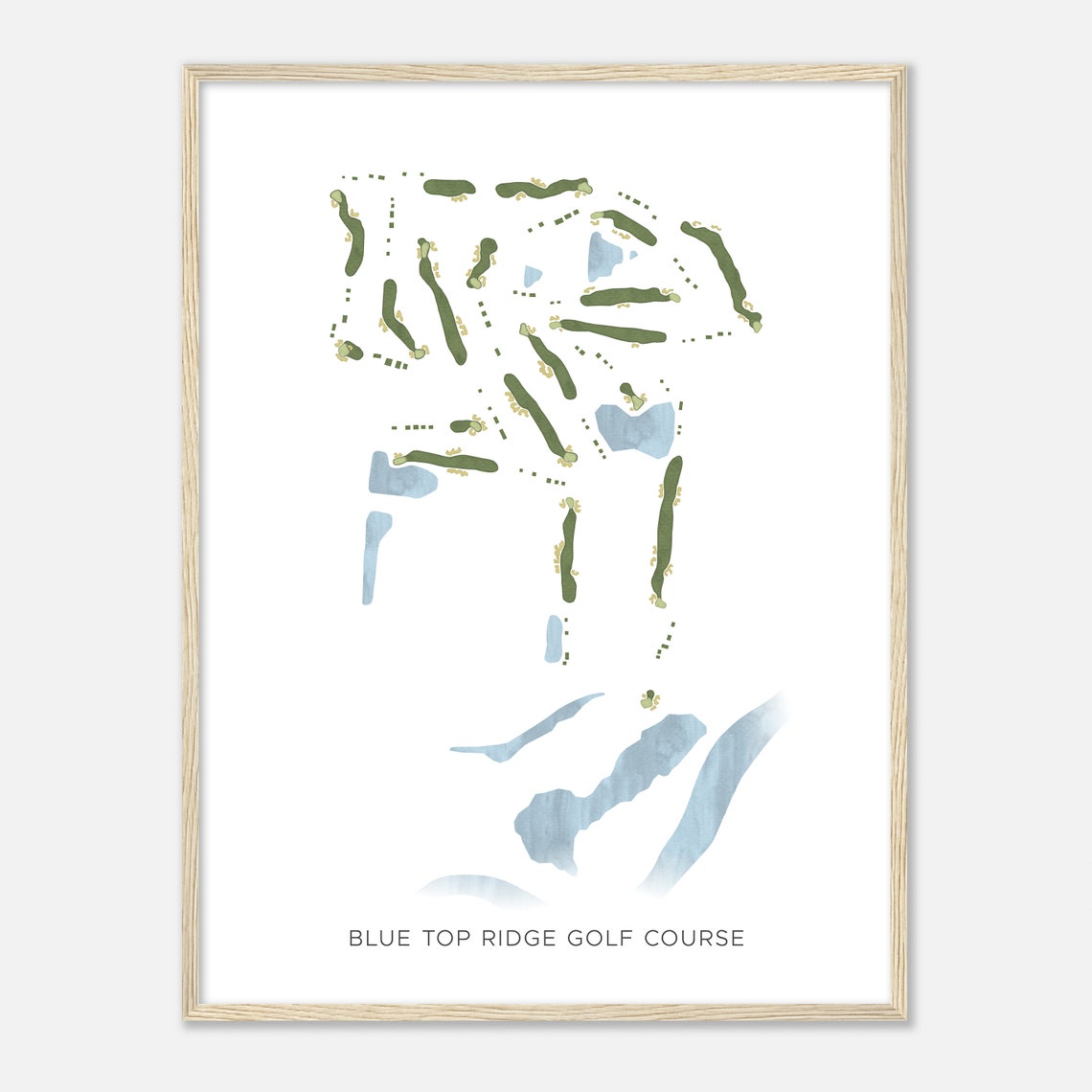 Blue Top Ridge Golf Course Iowa Modern Watercolor Map Golfer Gift Golf Wall Art Golf Poster Print Course Layout