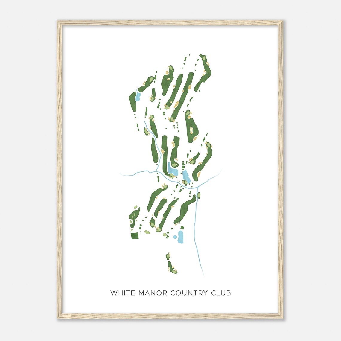 White Manor Country Club Modern Minimalist Course Map Poster - Image 2
