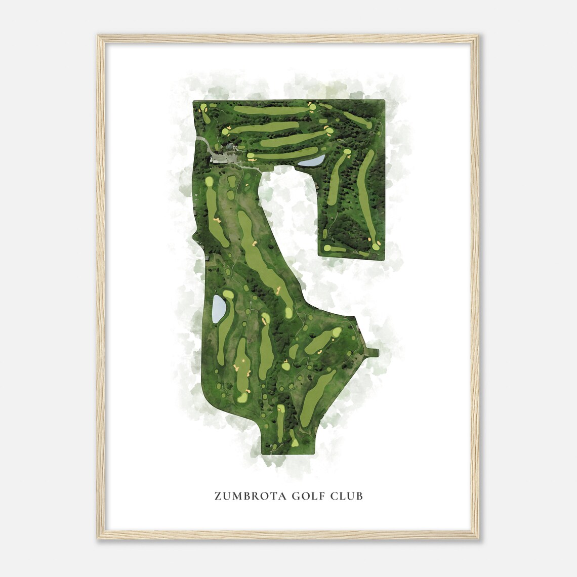 Zumbrota Golf Club Classic Watercolor Aerial Golf Map Poster - Image 2