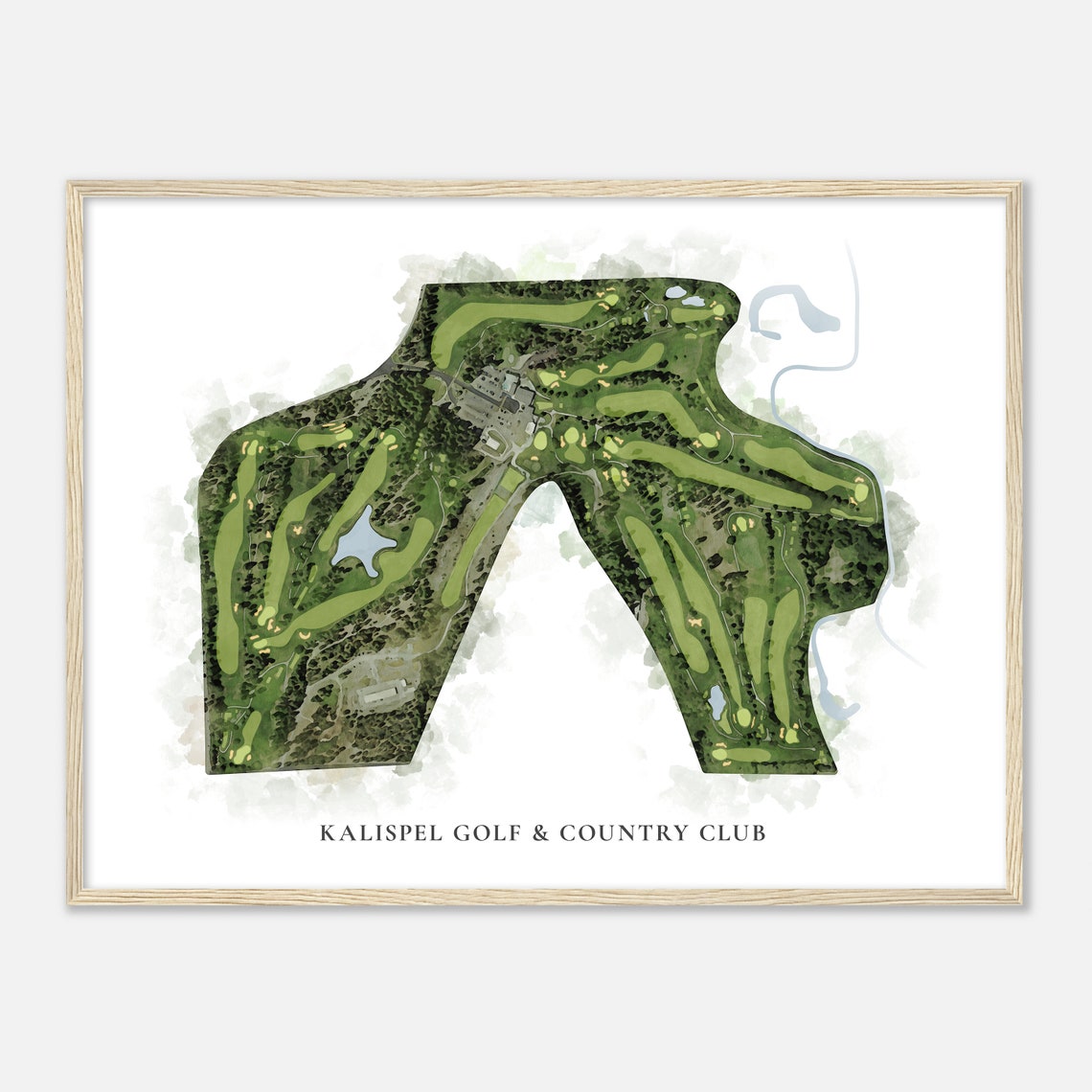 Kalispel Golf and Country Club Detailed Watercolor Map Print