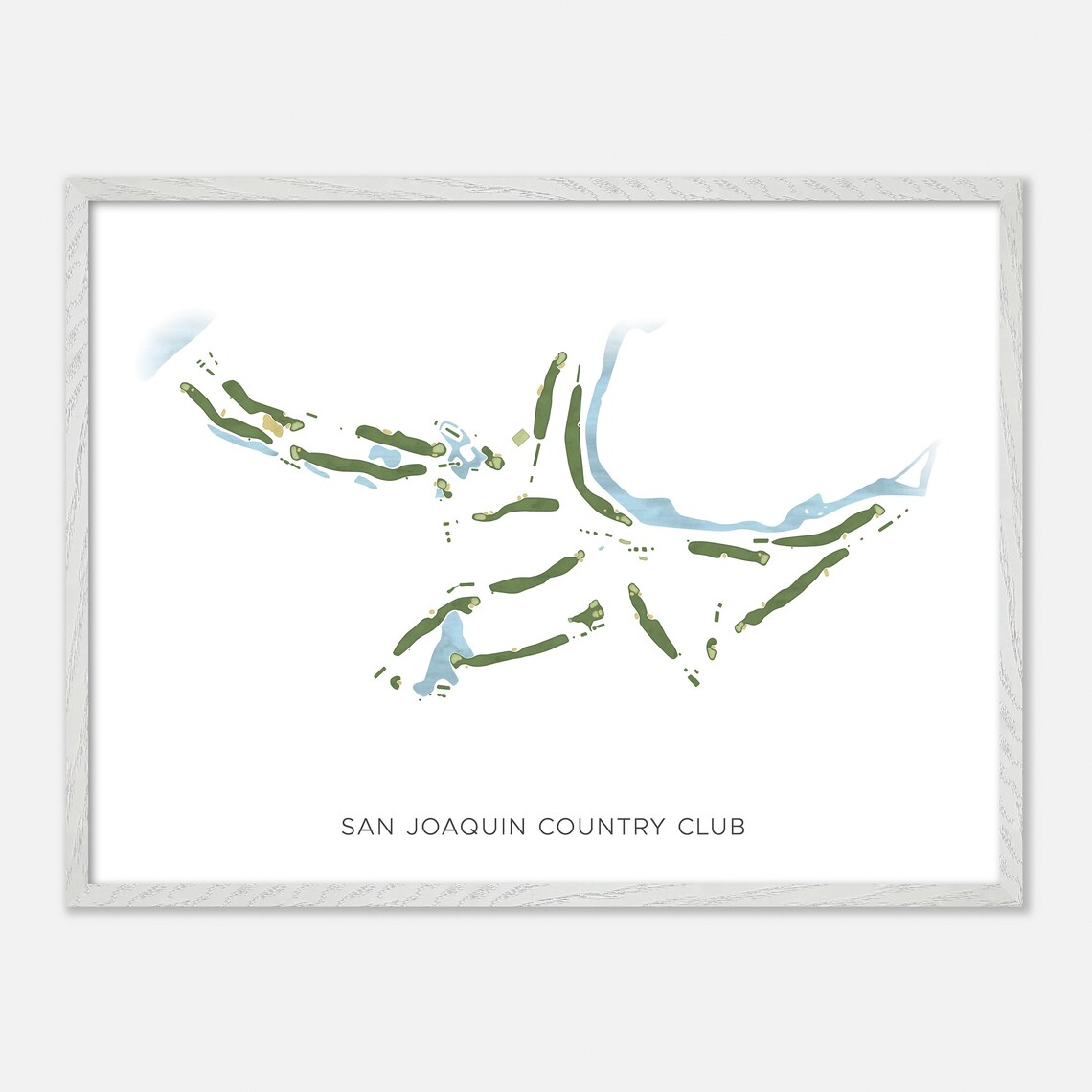 San Joaquin Country Club California Modern Golf Course Map Wall Art - Image 4