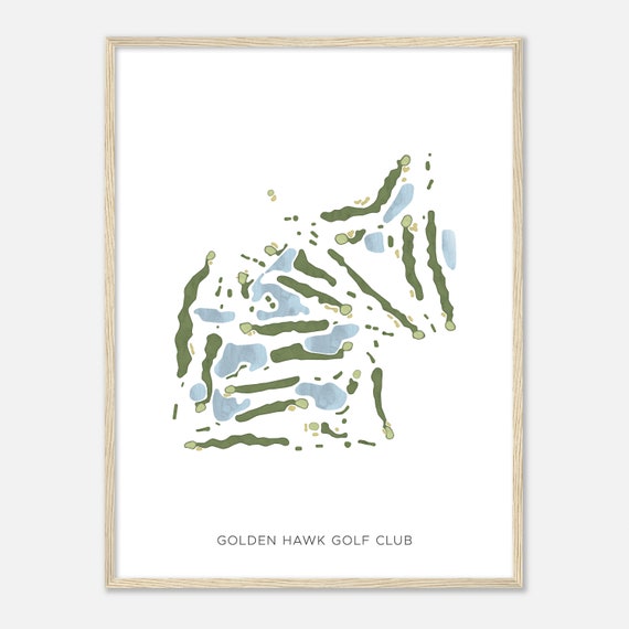 Golden Hawk Golf Club Michigan Modern Watercolor Map Golfer Gift Golf Wall Art Golf Poster Print Course Layout