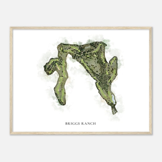 Briggs Ranch Texas Watercolor Golf Course Map Poster