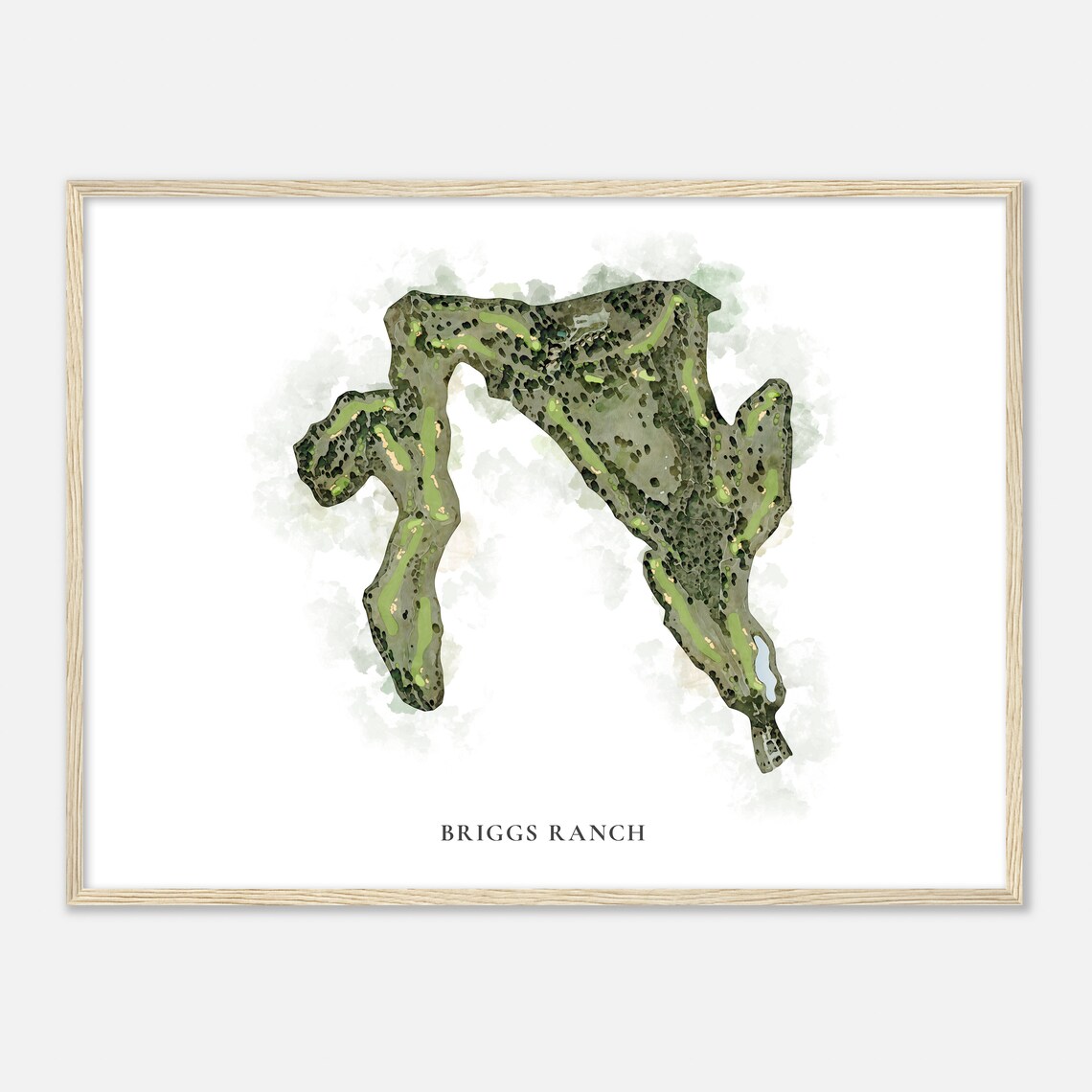 Briggs Ranch Texas Watercolor Golf Course Map Poster