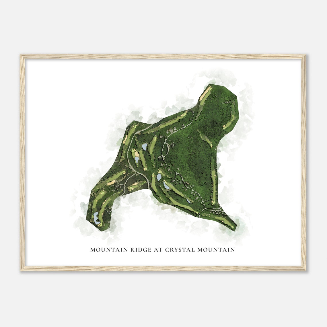 Mountain Ridge At Crystal Mountain Watercolor Golf Map Art Poster - Image 2