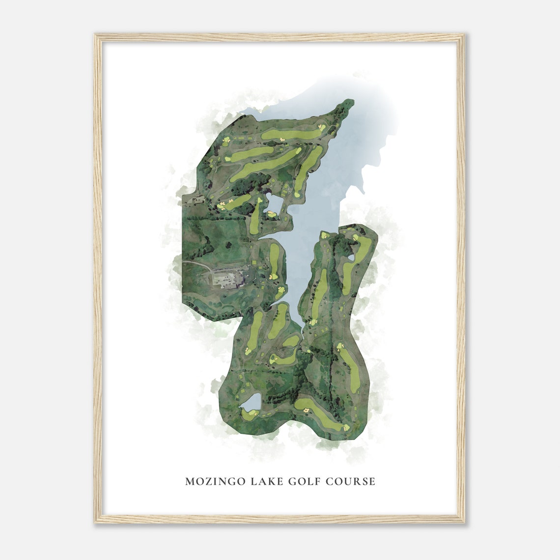 Mozingo Lake Golf Course Classic Aerial Watercolor Map Golf Poster - Image 2