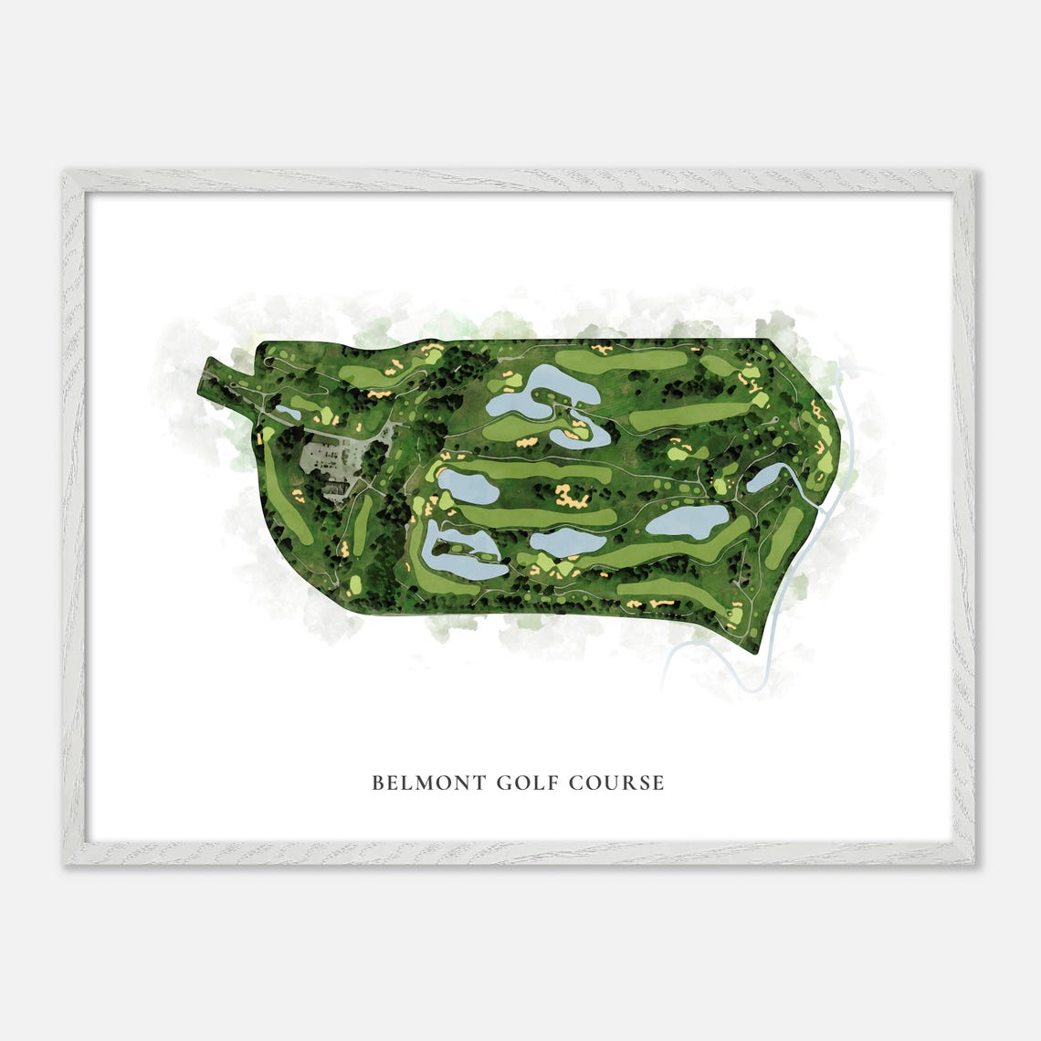 Belmont Golf Course Classic Aerial Watercolor Golf Map Poster - Image 3
