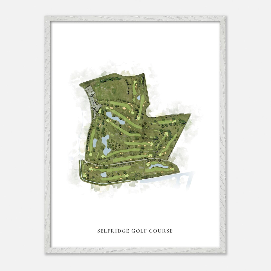 Selfridge Golf Course Michigan Classic Watercolor Map Poster - Image 2