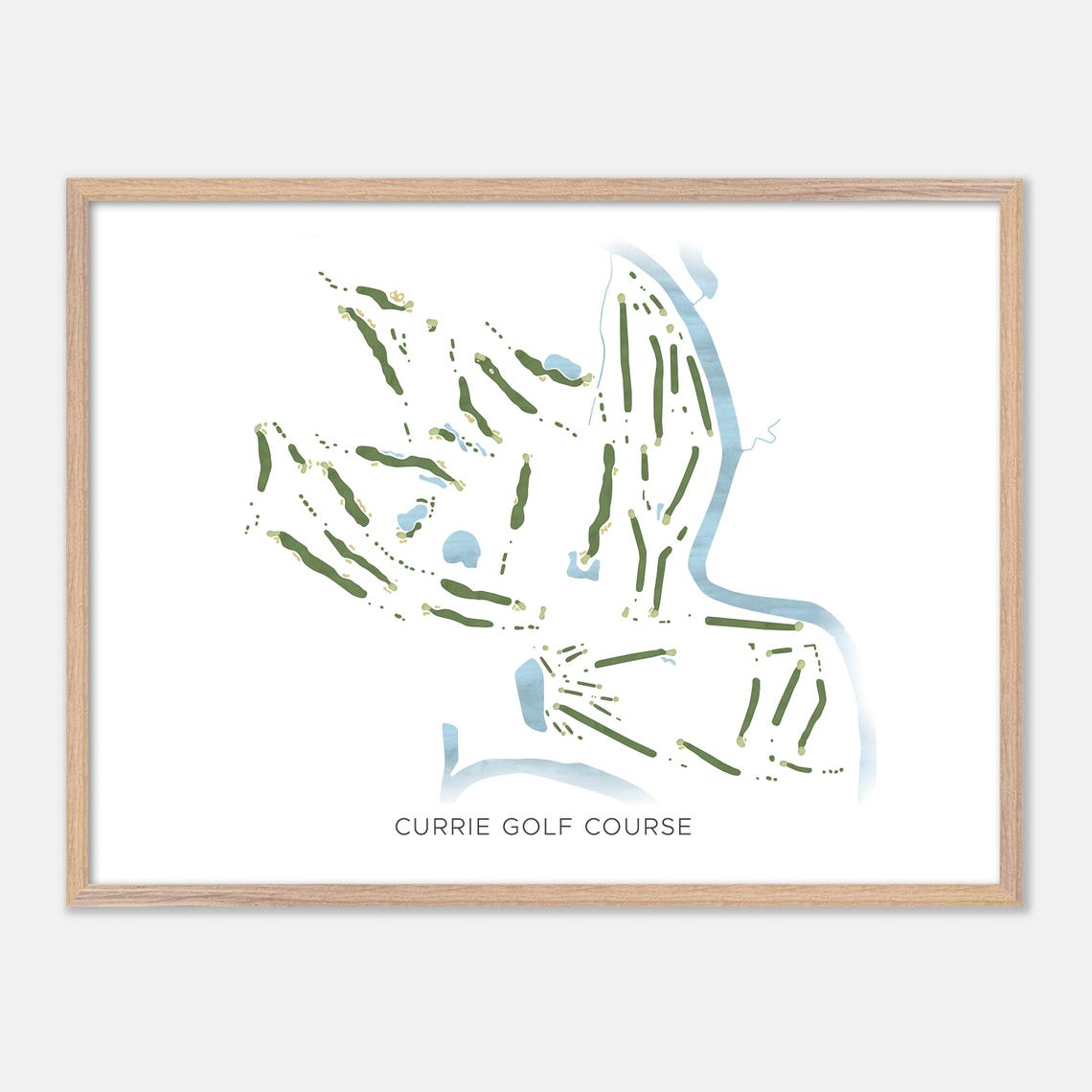 Currie Golf Course Modern Watercolor Golf Course Map Art Print