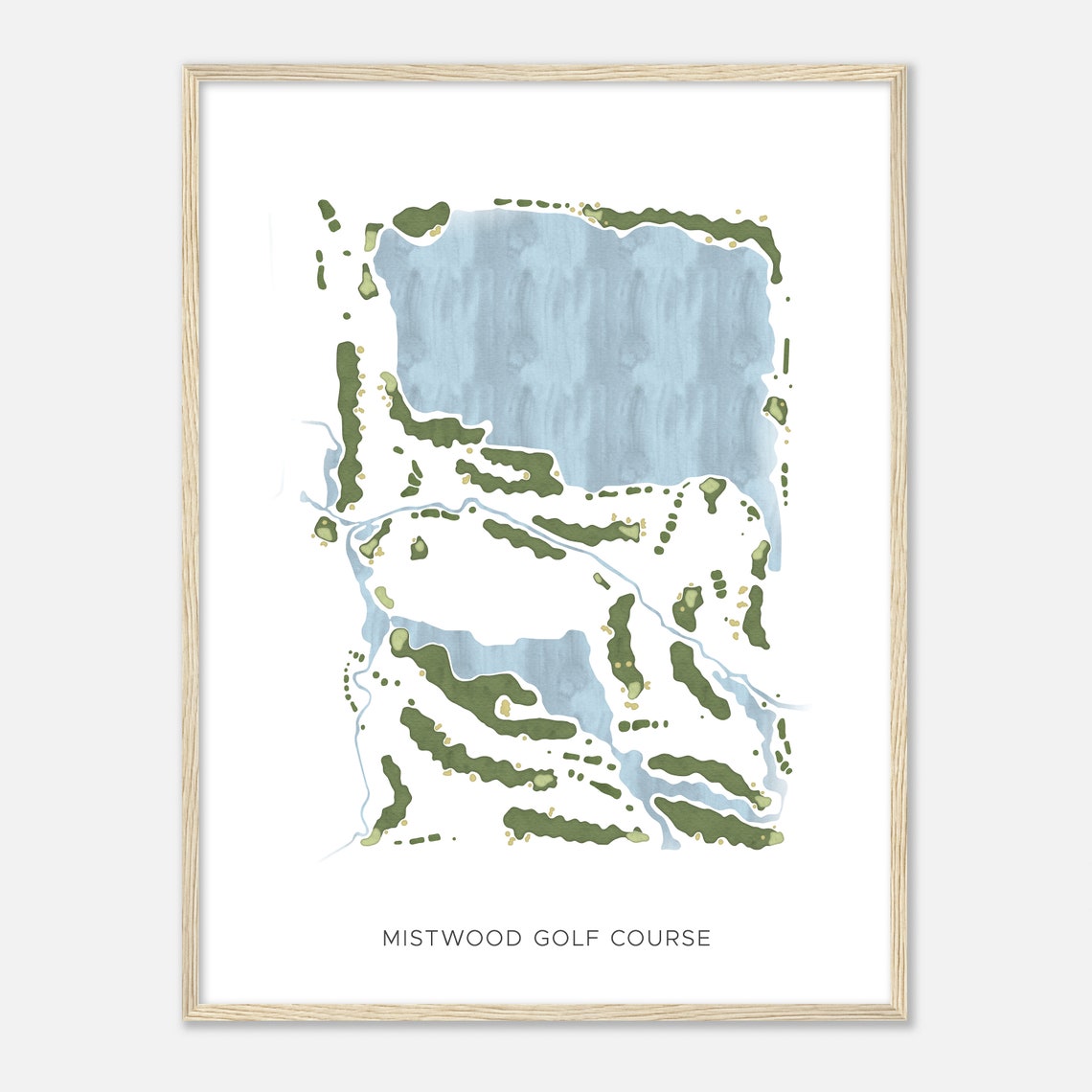 Mistwood Golf Course Illinois Modern Watercolor Map Golfer Gift Golf Wall Art Golf Poster Print Course Layout