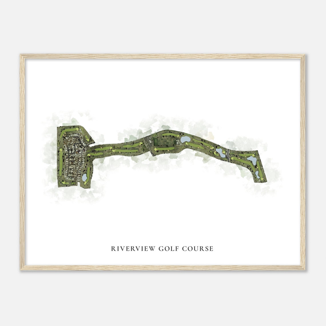 Riverview Golf Course Classic Watercolor Golf Course Map Poster
