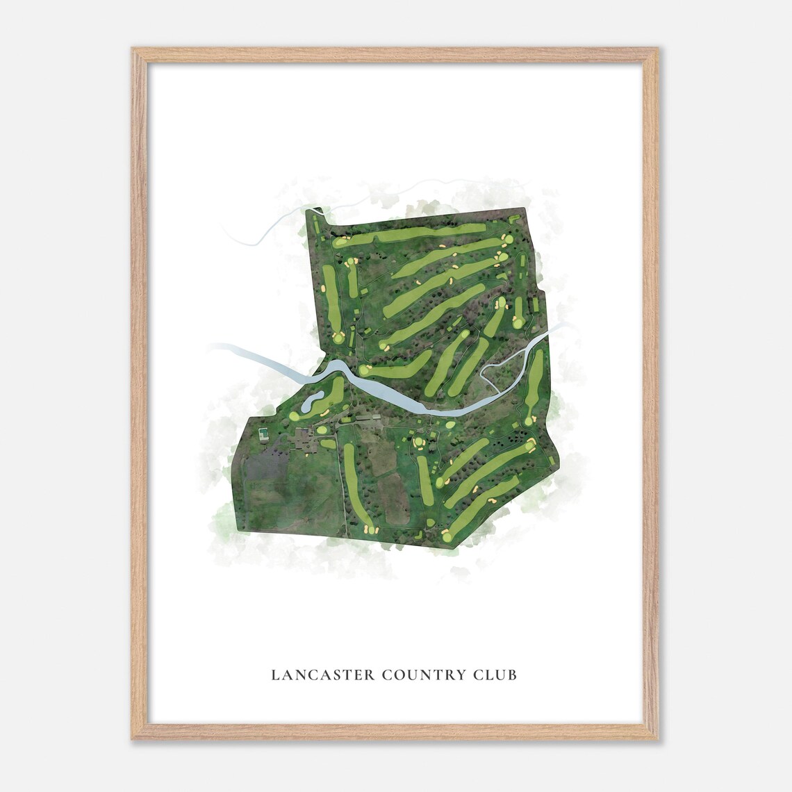 Lancaster Country Club Watercolor Aerial Golf Course Map Poster - Image 2