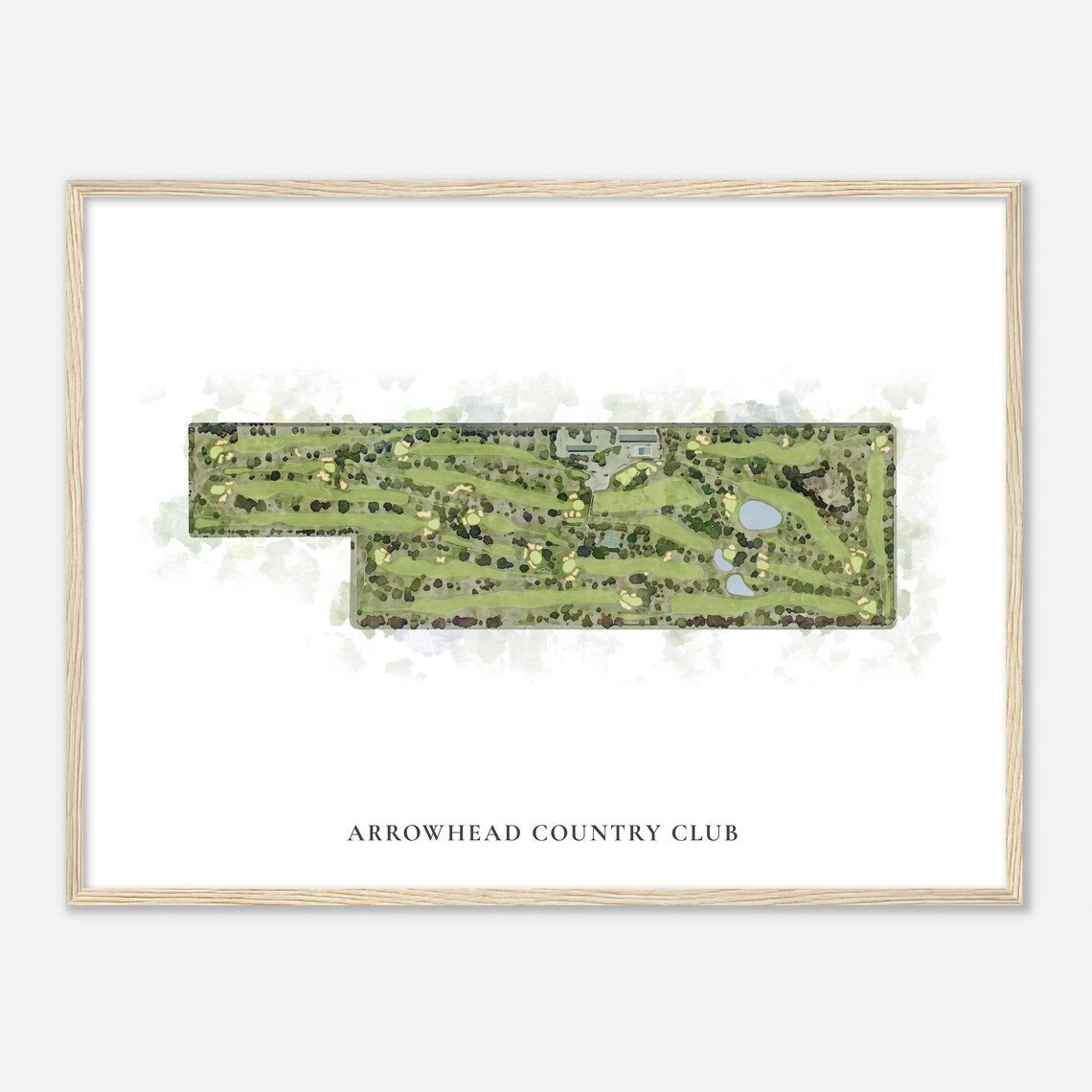 Arrowhead Country Club Classic Aerial Watercolor Course Map Art Poster