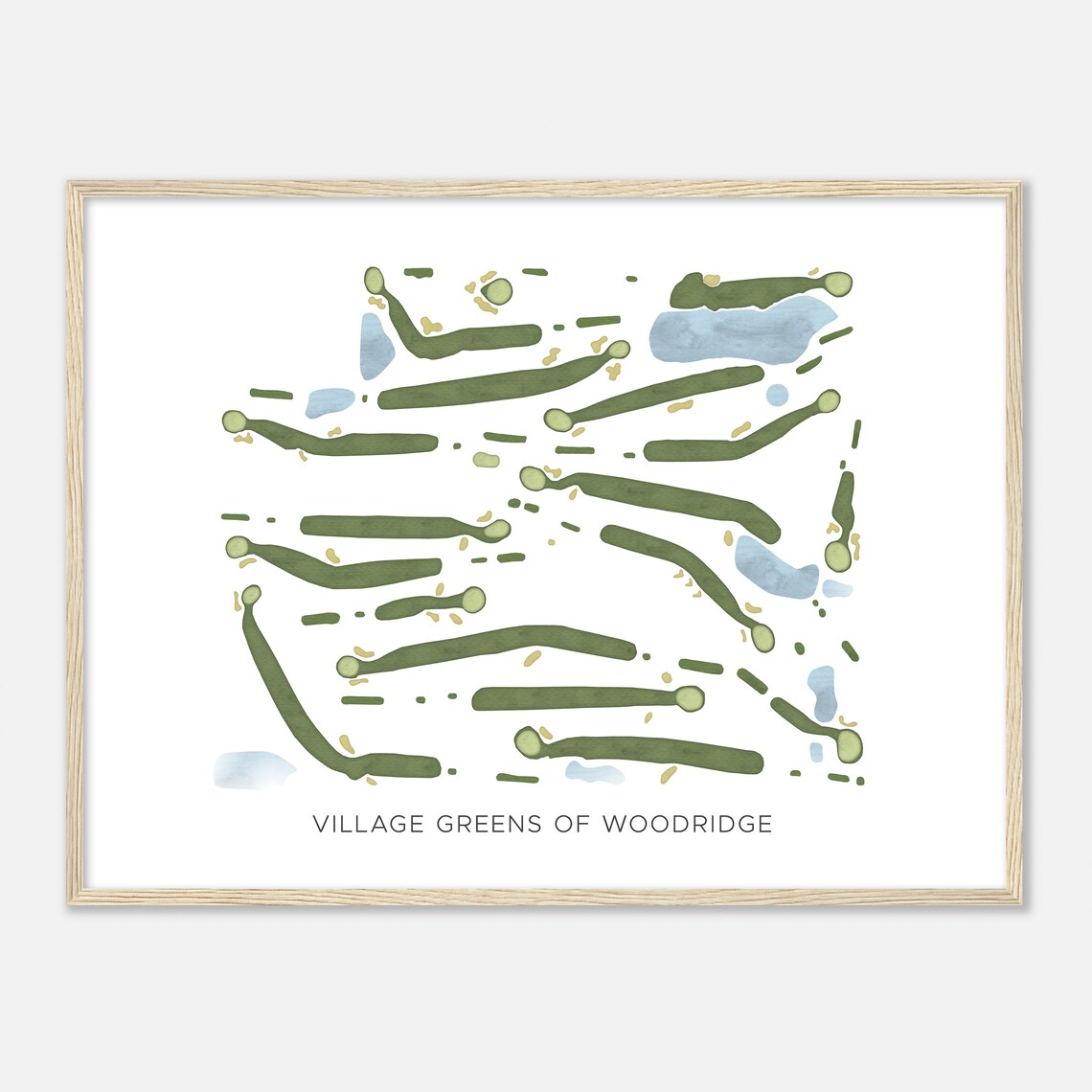 Village Greens of Woodridge Watercolor Golf Course Map Poster Art - Image 2