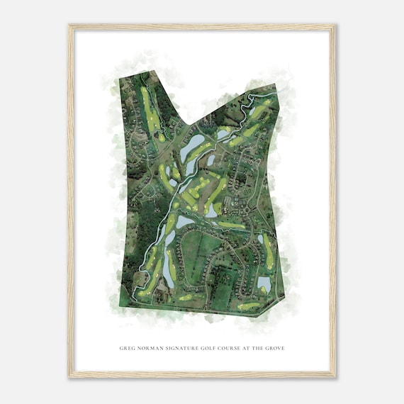 Greg Norman Signature Golf Course At The Grove Tennessee Classic Watercolor Map Golfer Gift Golf Wall Art Golf Poster Print