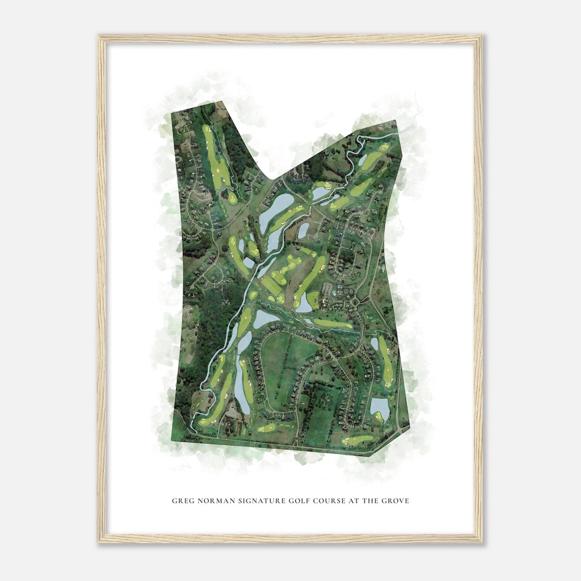 Greg Norman Signature Golf Course The Grove Watercolor Map Poster