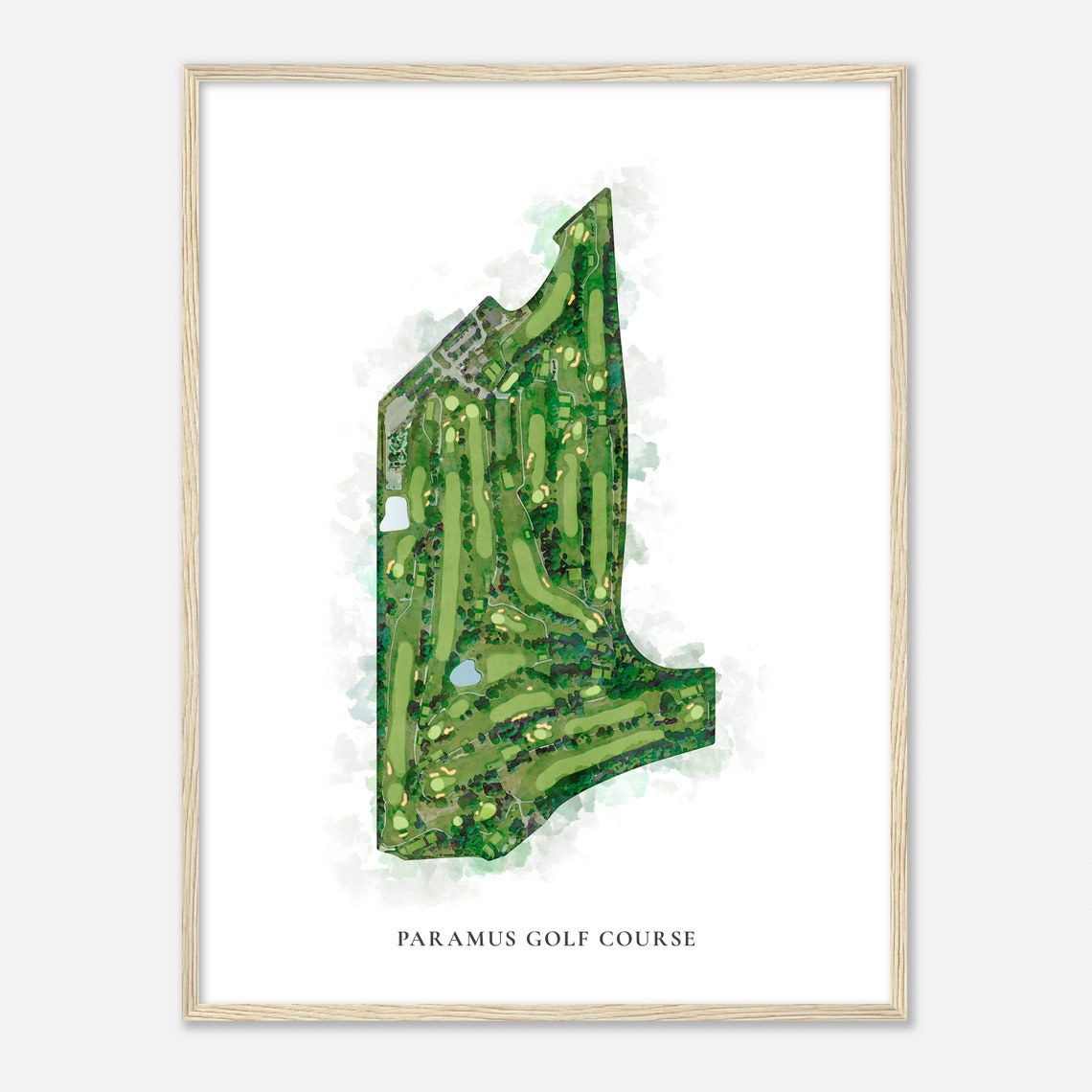 Paramus Golf Course Classic Watercolor Aerial Course Map Poster - Image 2