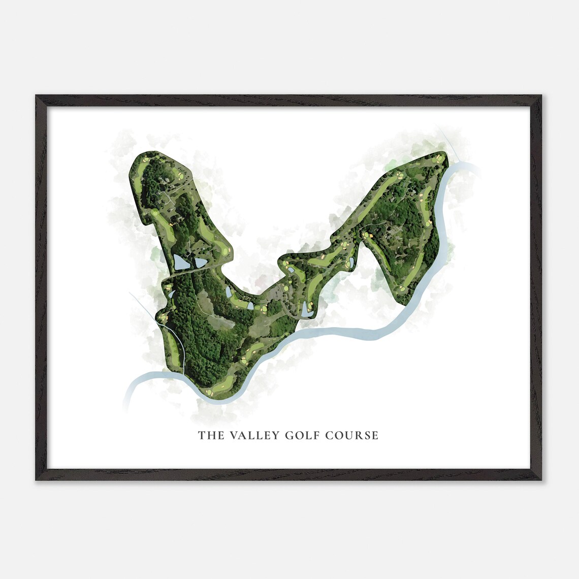 The Valley Golf Course Watercolor Aerial Map Green Fairways Art Poster - Image 5