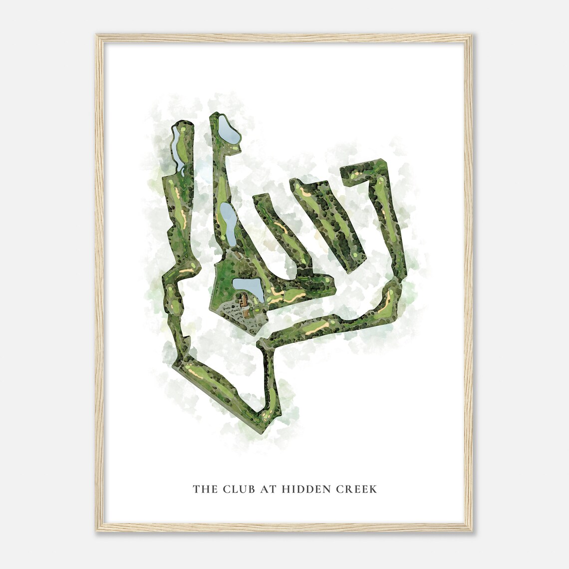 The Club at Hidden Creek Classic Watercolor Course Map Poster - Image 2