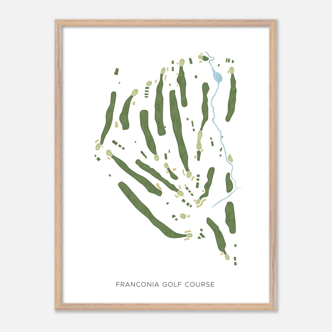 Franconia Golf Course Massachusetts Modern Watercolor Map Poster - Image 2