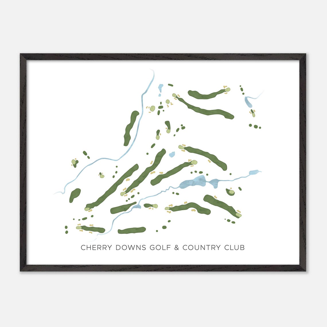 Cherry Downs Golf Club Pickering Modern Watercolor Map Poster - Image 4