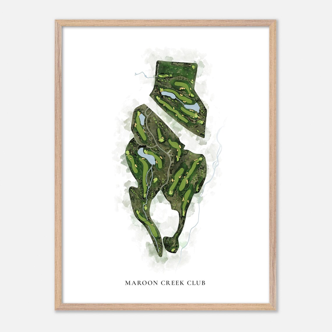 Maroon Creek Club Golf Course Classic Watercolor Fairway Map Poster - Image 6