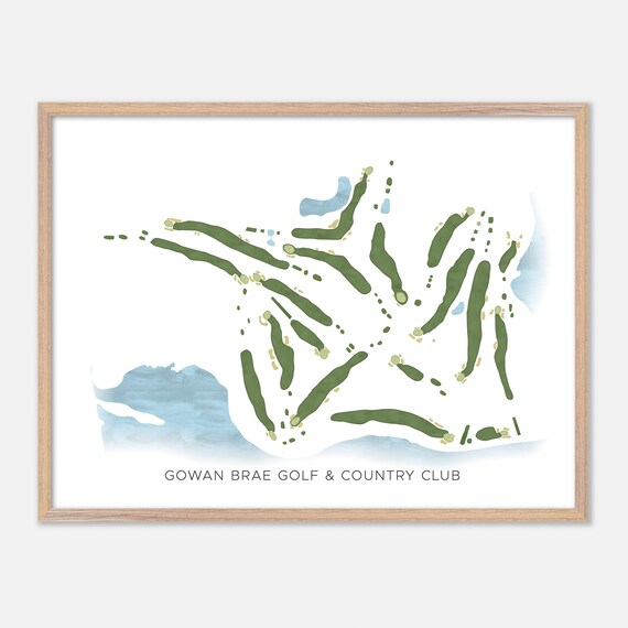 Gowan Brae Golf & Country Club Modern Minimalist Watercolor Golf Map Poster