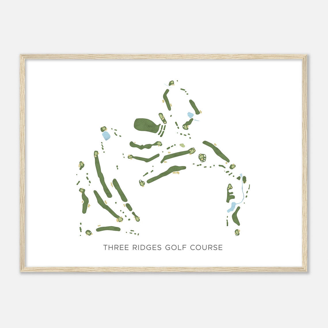 Three Ridges Golf Course Modern Watercolor Golf Course Map Art Poster - Image 2
