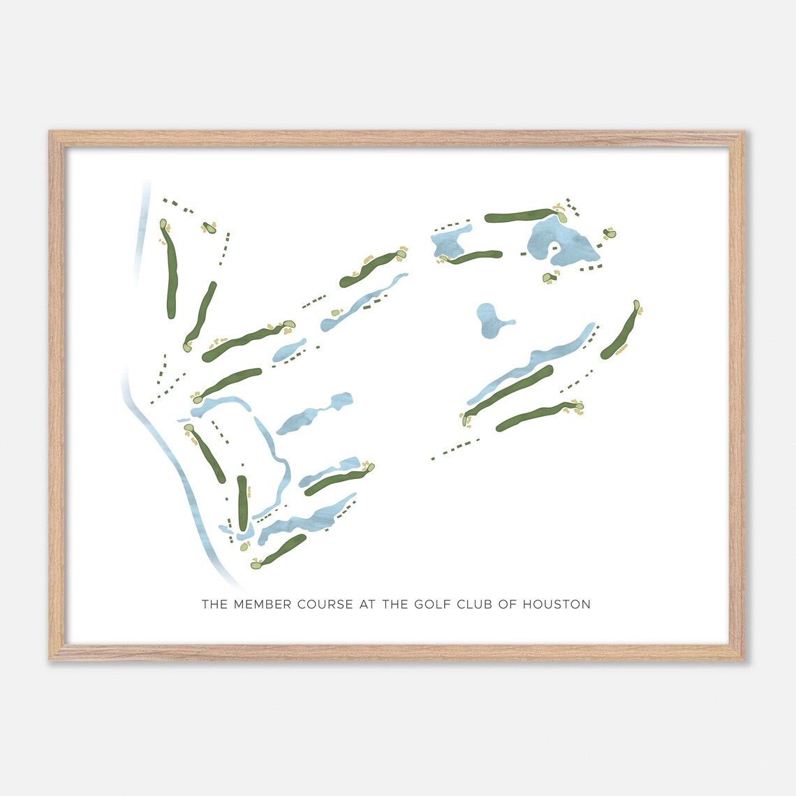 Member Course Golf Club of Houston Watercolor Fairway Map Poster