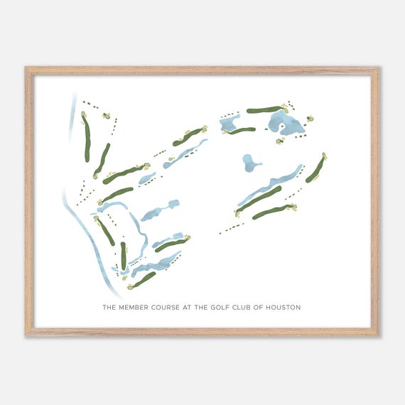 The Member Course At The Golf Club Of Houston In Humble Texas Modern Watercolor Map Golfer Gift Golf Wall Art Golf Poster Print