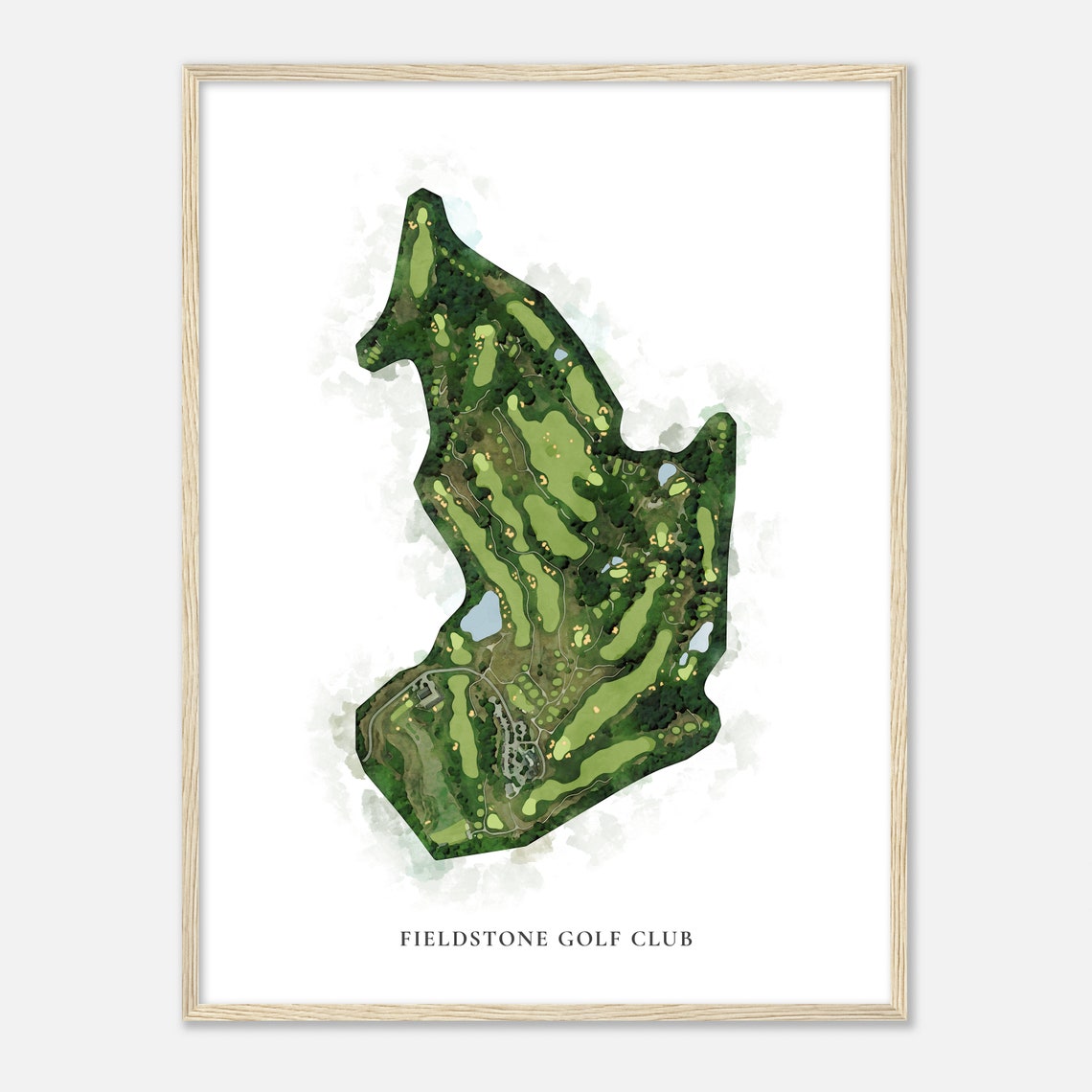 Fieldstone Golf Club Classic Watercolor Golf Course Map Poster - Image 2