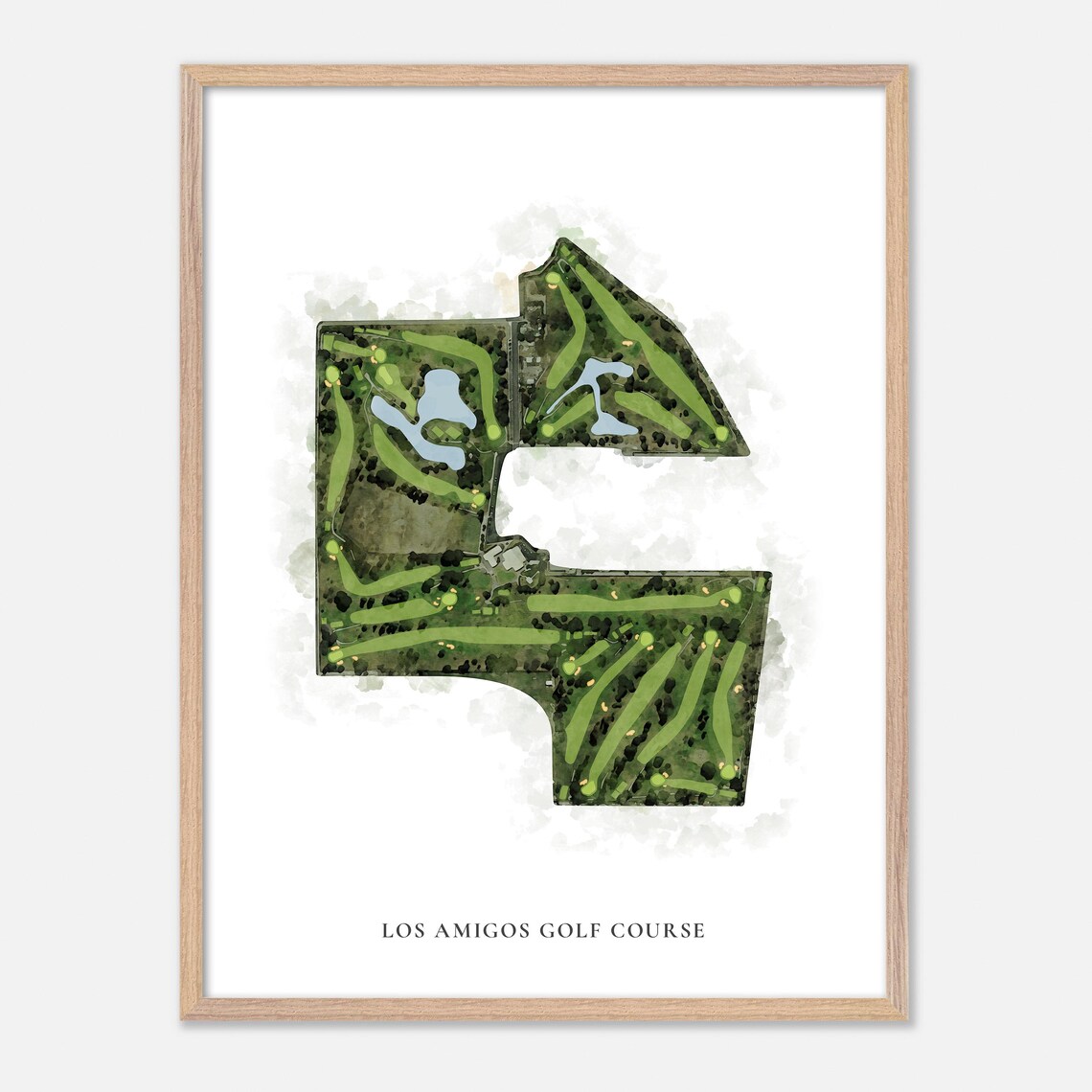 Los Amigos Golf Course Downey California Classic Watercolor Map Poster - Image 2