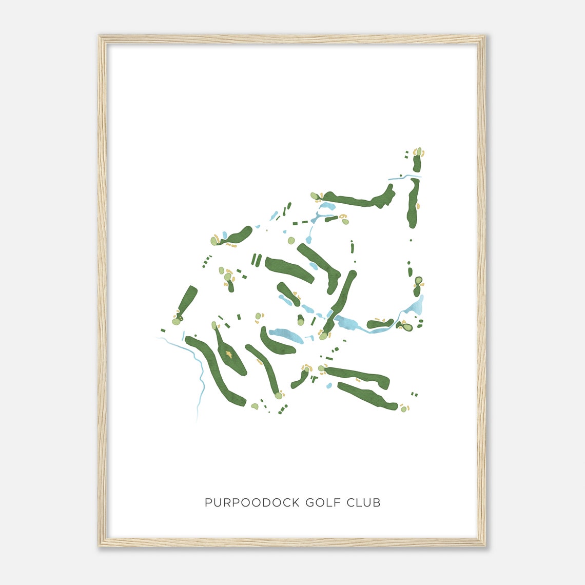 Purpoodock Golf Club Modern Minimalist Watercolor Course Map Poster