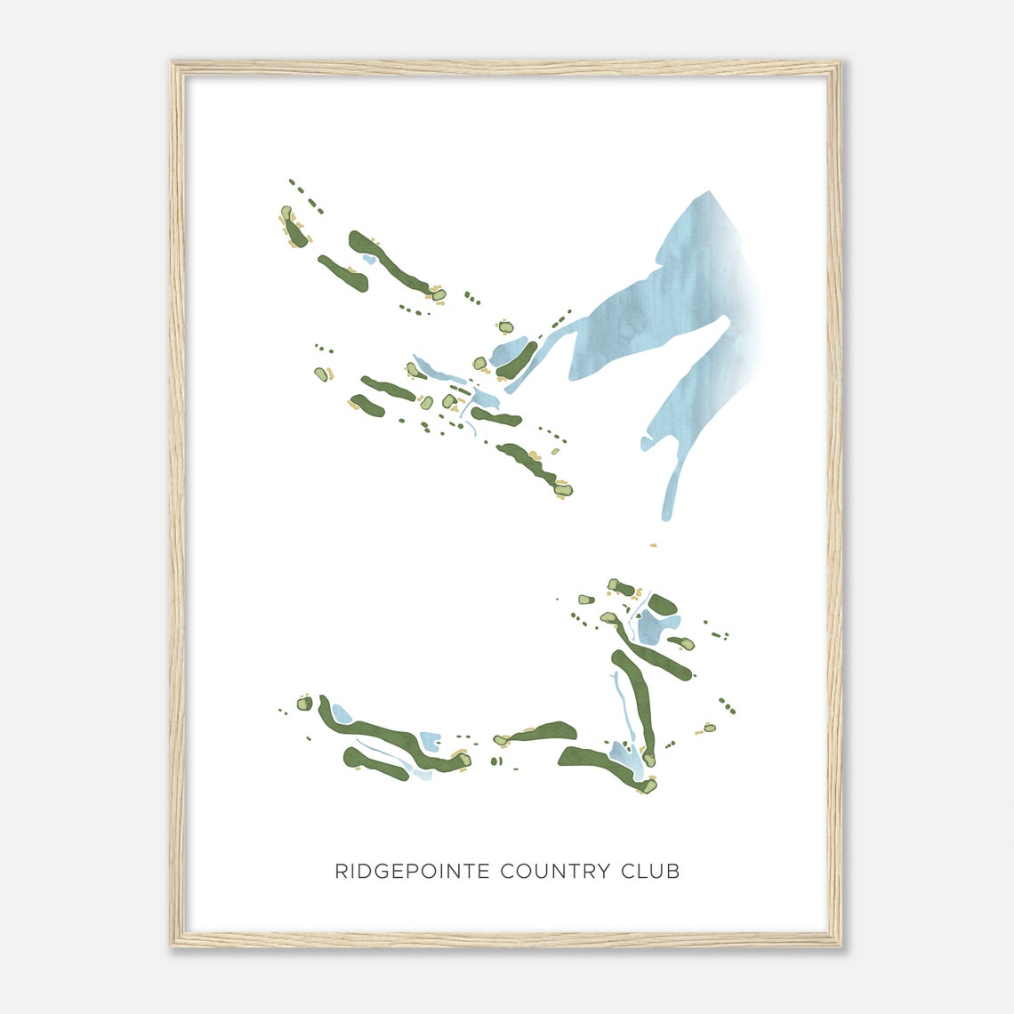 Ridgepointe Country Club Minimalist Golf Course Layout Poster - Image 2